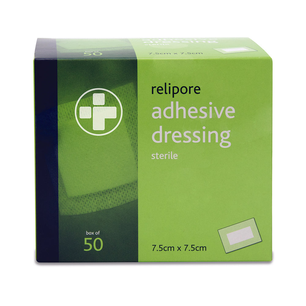 7.5cm x 7.5cm Relipore Adhesive Dressing Pads Sterile - Box of 50 - Reliance