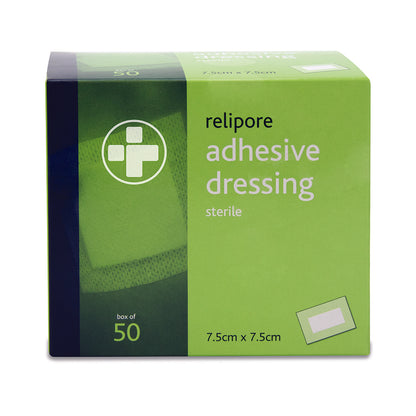 7.5cm x 7.5cm Relipore Adhesive Dressing Pads Sterile - Box of 50 - Reliance