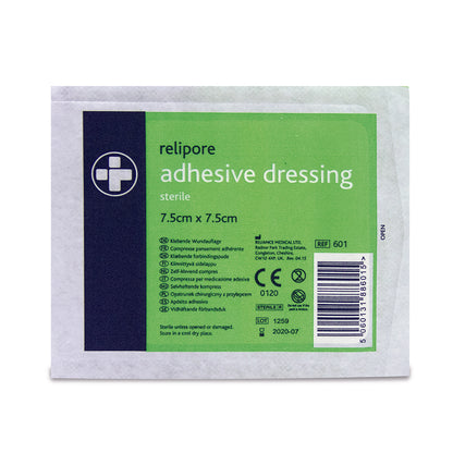 7.5cm x 7.5cm Relipore Adhesive Dressing Pads Sterile - Box of 50 - Reliance