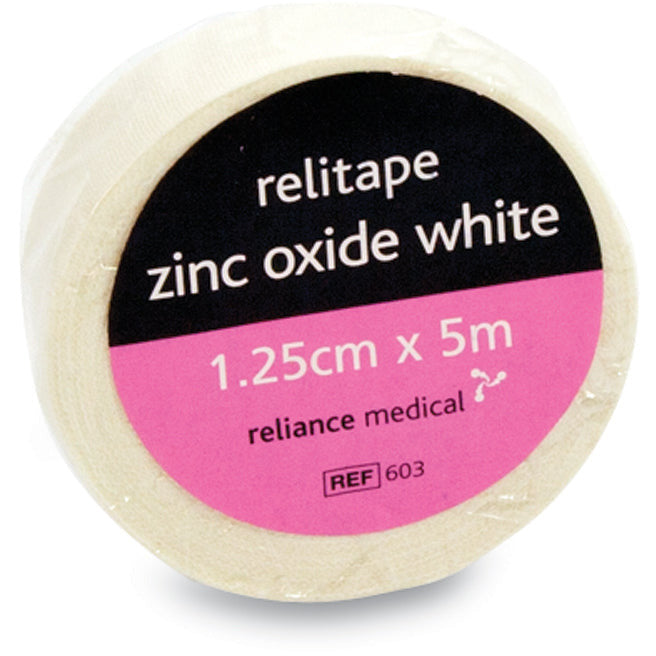 Relitape Zinc Oxide Tape - 1.25cm x 5m - White