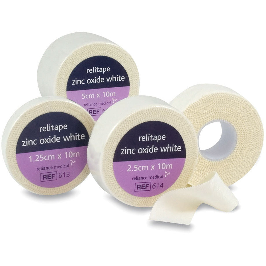 Relitape Zinc Oxide Tape - 1.25cm x 10m - White