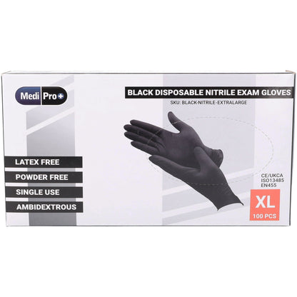 Black Nitrile Gloves - Box of 100 - Extra Large