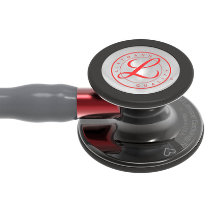 Littmann Cardiology IV Diagnostic Stethoscope: Grey & Smoke - Red Stem - Limited Edition 6183 - Littmann Stethoscopes