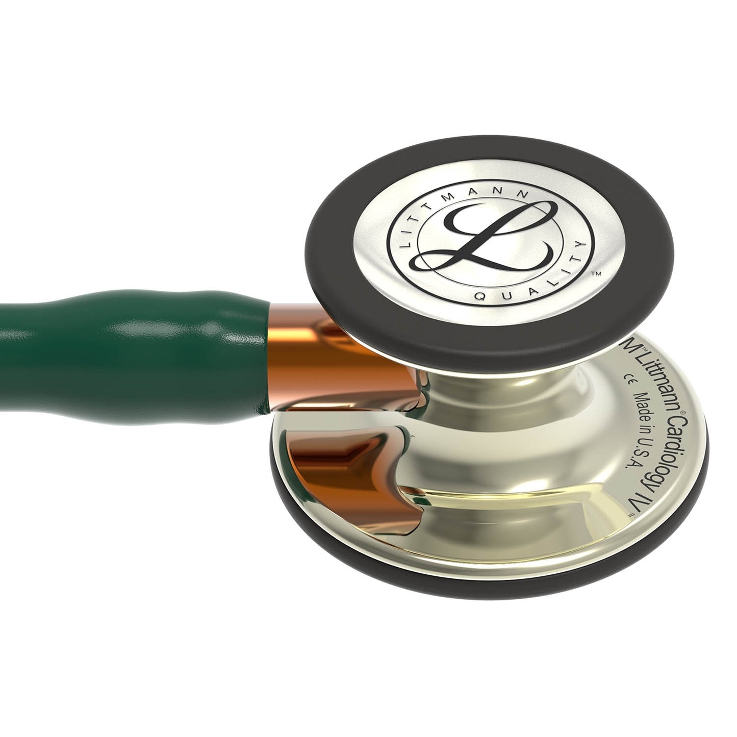 Littmann Cardiology IV Diagnostic Stethoscope: Polished Champagne & Hunter Green - Orange Stem 6206