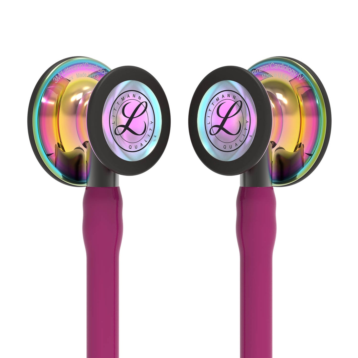 Littmann Cardiology IV Diagnostic Stethoscope: High Polish Rainbow & Raspberry - Smoke Stem 6241 - Littmann Stethoscopes