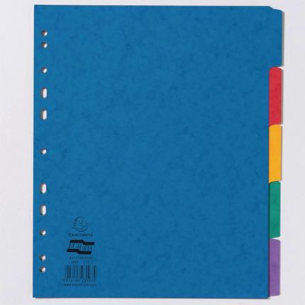 Exacompta Europa Pressboard A4 Extra Wide Dividers, 5 Part, Assorted - Discontinued