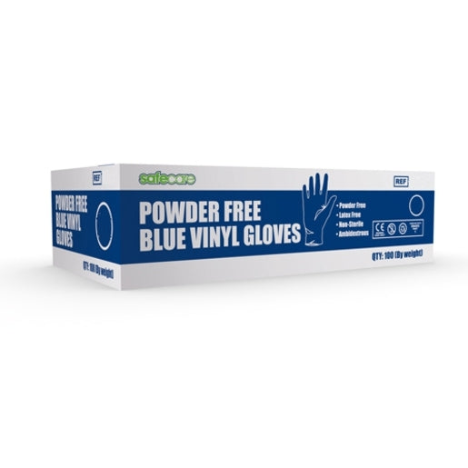 Blue Vinyl Gloves - Powder Free - Large - Box Of 100 - Shermond