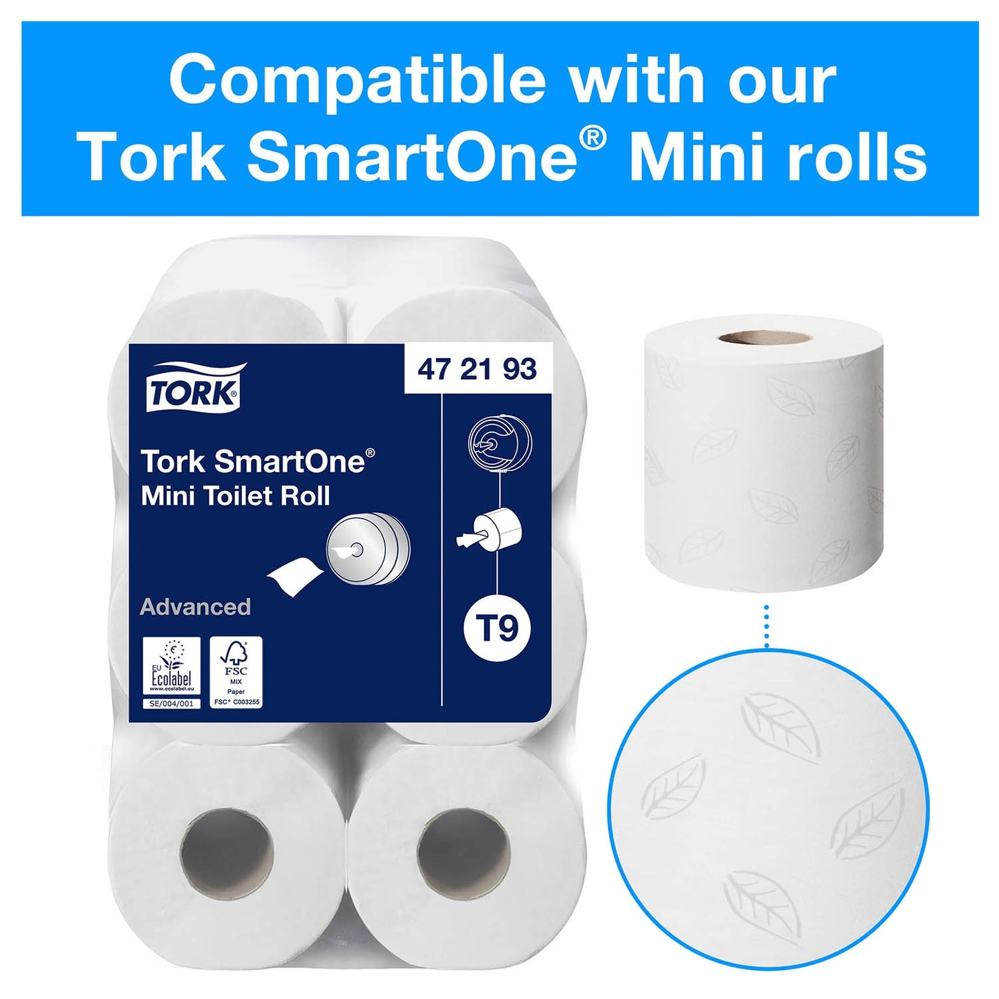 Tork SmartOne Mini Toilet Roll Dispenser - White - Tork