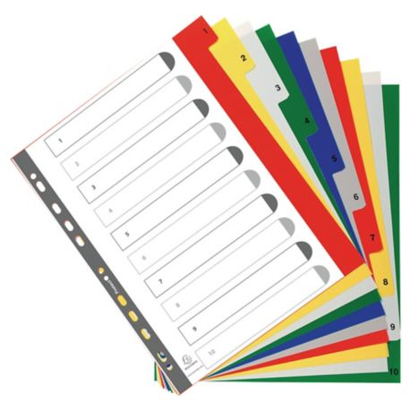 Polypropylene Printed A4 Maxi Indices 10 Part (1-10) Coloured Tabs - Lyreco