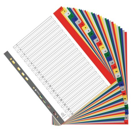 Polypropylene Printed A4 Maxi Indices 31 Part (1-12) Coloured Tabs - Lyreco