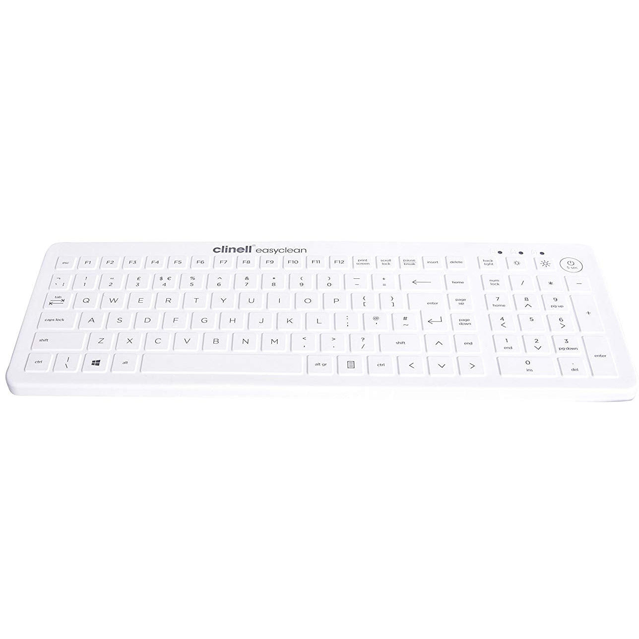 Clinell CKS1B Easyclean Silicone Keyboard, White - Clinell