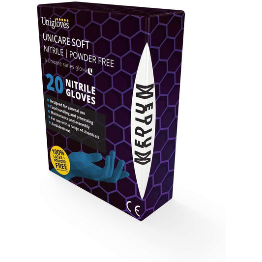 Unigloves Unicare GV0015 Blue Nitrile Examination Gloves, Extra Large, Set of 20 - Discontinued