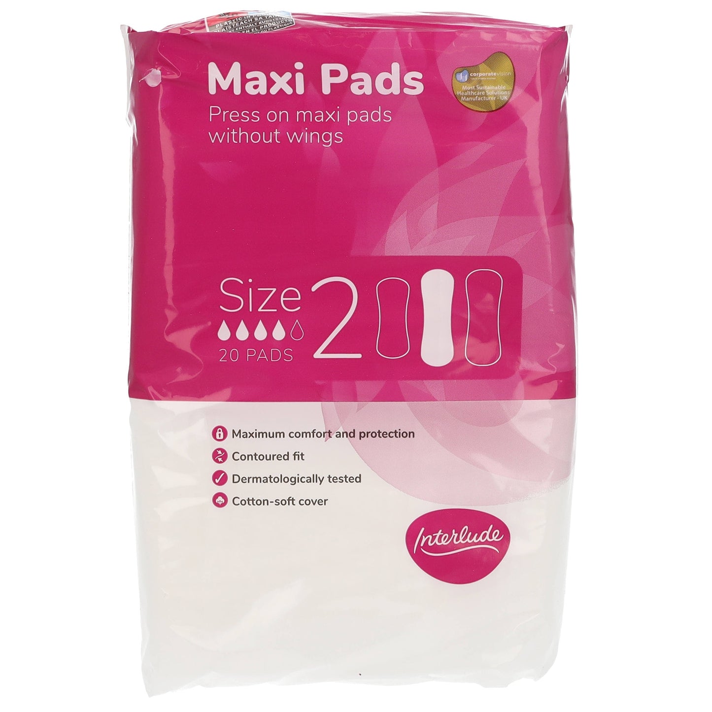Interlude Unscented Sanitary Towels Regular Contour 20's - Harrisons