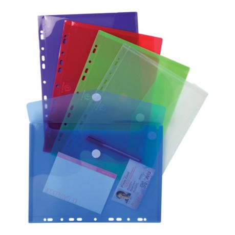 Translucent Polypropylene A4 Punched Envelopes, Assorted, Pack 5 - Lyreco