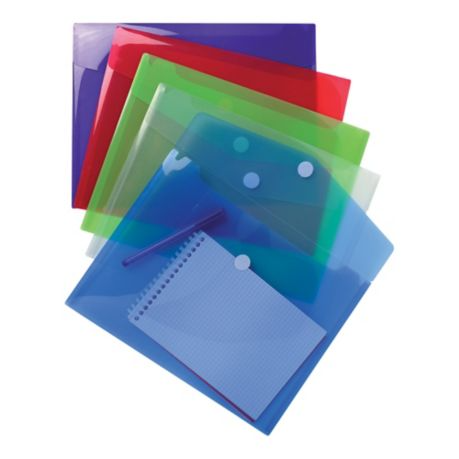 Translucent Polypropylene A4 Envelope Wallets, Assorted - Pack 5 - Lyreco