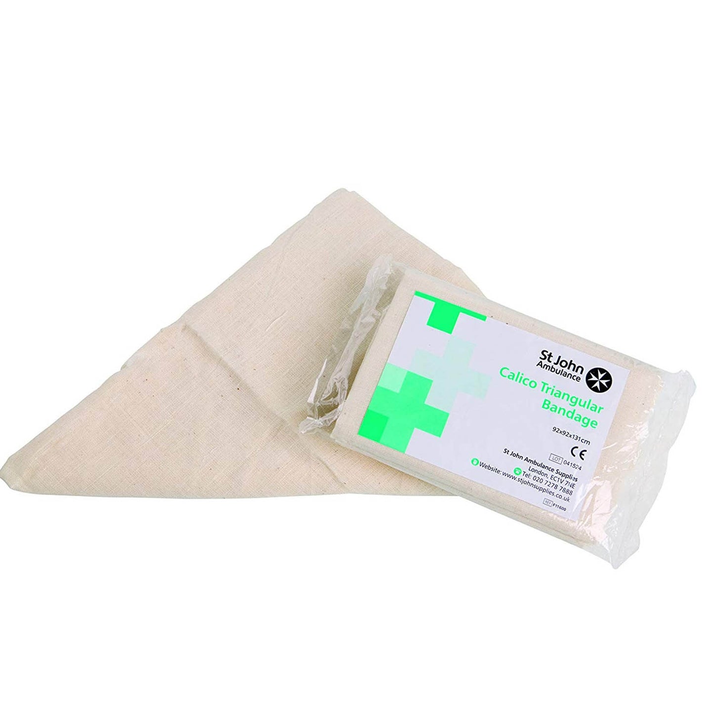 St John Ambulance Calico Triangular Bandage, 90 x 90 x 127cm - Sterile - St John
