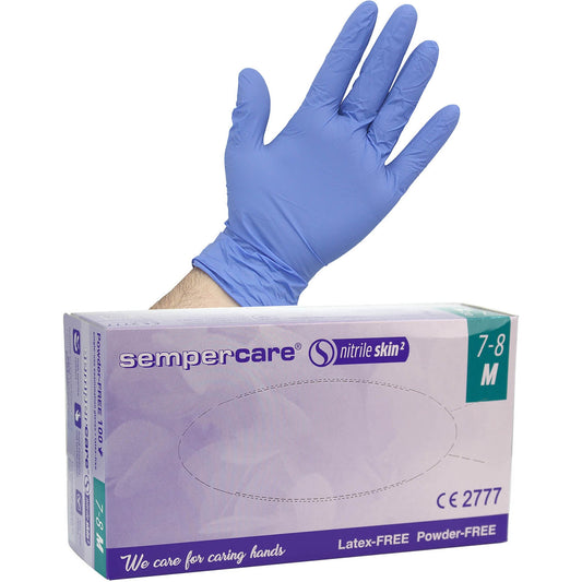 Sempercare Skin2 Nitrile Gloves Lavender Blue x 100 - Medium - SemperMed