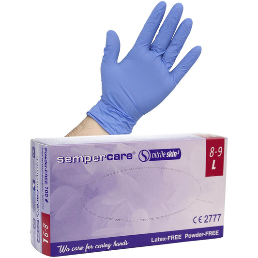 Sempercare Skin2 Nitrile Gloves Lavender Blue x 100 - Large - SemperMed