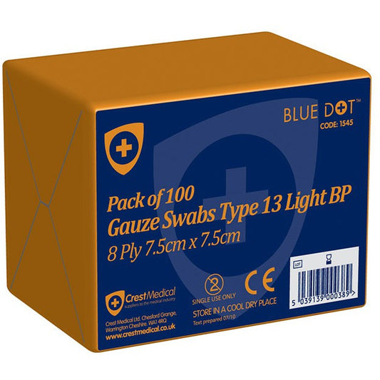 Blue Dot Sterile Gauze Swabs 5cm x 5cm (Pack 5)