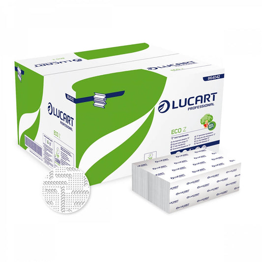 Eco Lucart Z-fold 2ply - White 22.5 x 24cm (Recycled 864042) - Pack of 200 - Paperline