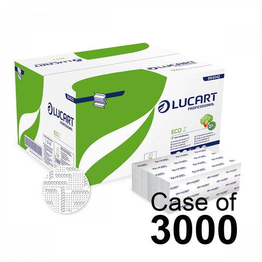 Eco Lucart Z-fold 2ply - White 22.5 x 24cm (Recycled 864042) - 1 box of 3000 - Paperline