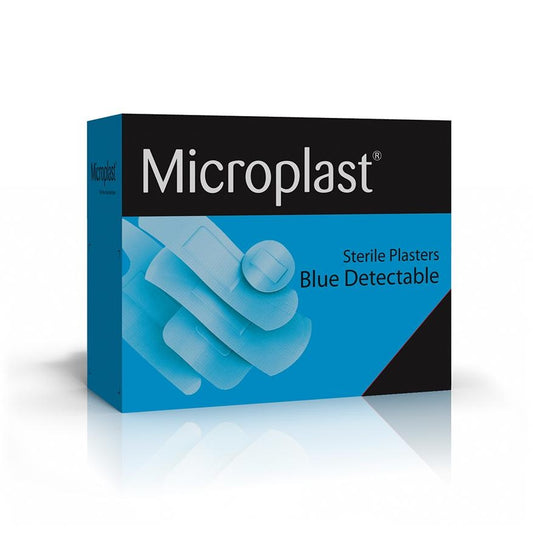 Microplast Fabric Fingertip/Butterfly Plasters (Box 50) - Blue Dot