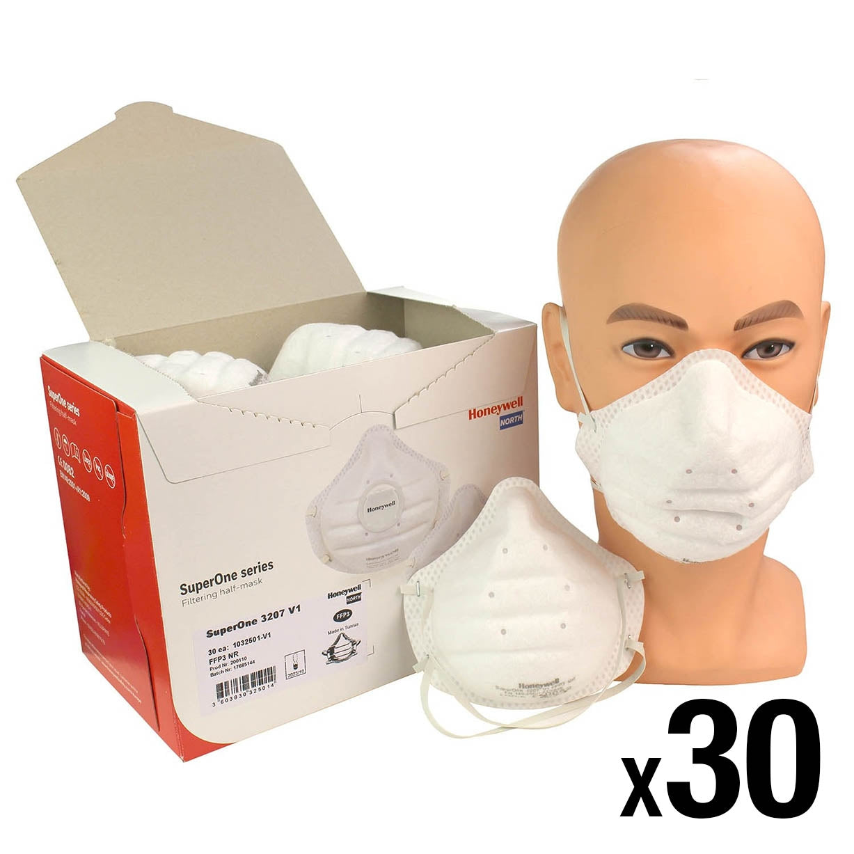 FFP3 Face Masks - Honeywell SuperOne 3207 Box of 30