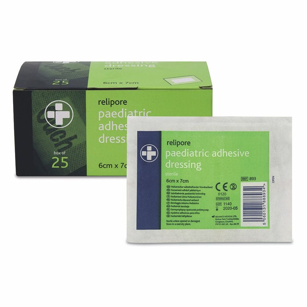 Relipore Ouch Paediatric Adhesive Dressing Pads Sterile 6cm x 7cm Box of 25
