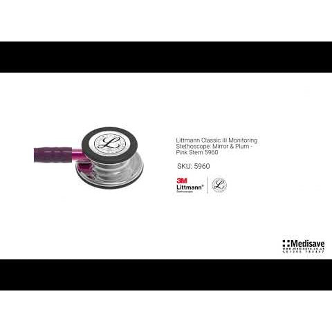 Littmann Classic III Monitoring Stethoscope: Mirror & Plum - Pink Stem 5960 - Littmann Stethoscopes