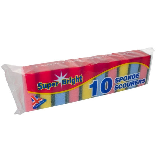 Super Bright Sponge Scourers - 10 Pack - MX Wholesale