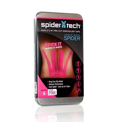 Spidertech Precut Kinesio Tape Lower Back 6 Pack - Pink - Spidertech