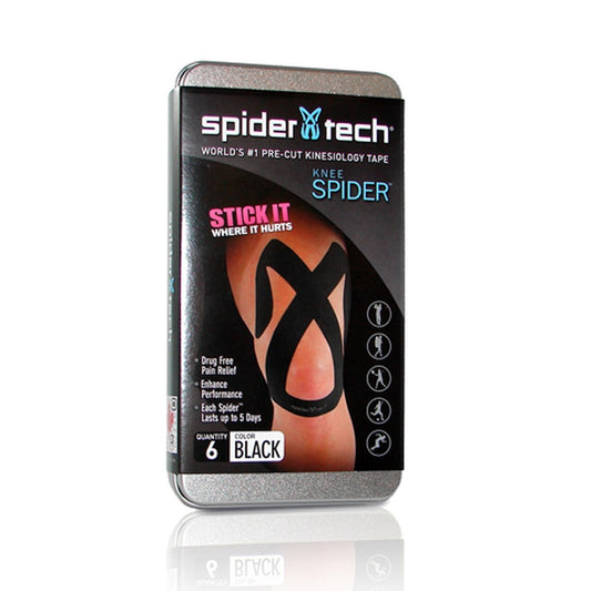 Spidertech Precut Kinesio Tape Upper Knee 6 Pack Black - Spidertech