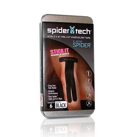 Spidertech Precut Kinesio Tape Elbow 6 Pack Black – Medisave UK