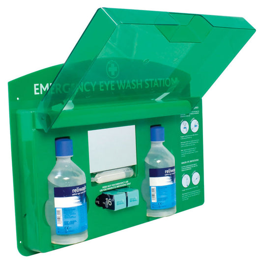 Double Premier Eye Wash Station - Green/Clear Lid - Reliance