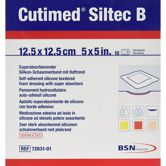 Cutimed Siltec B Dressing 12.5cm x 12.5cm Pack of 10 - Expiry 11/2022 - BSN