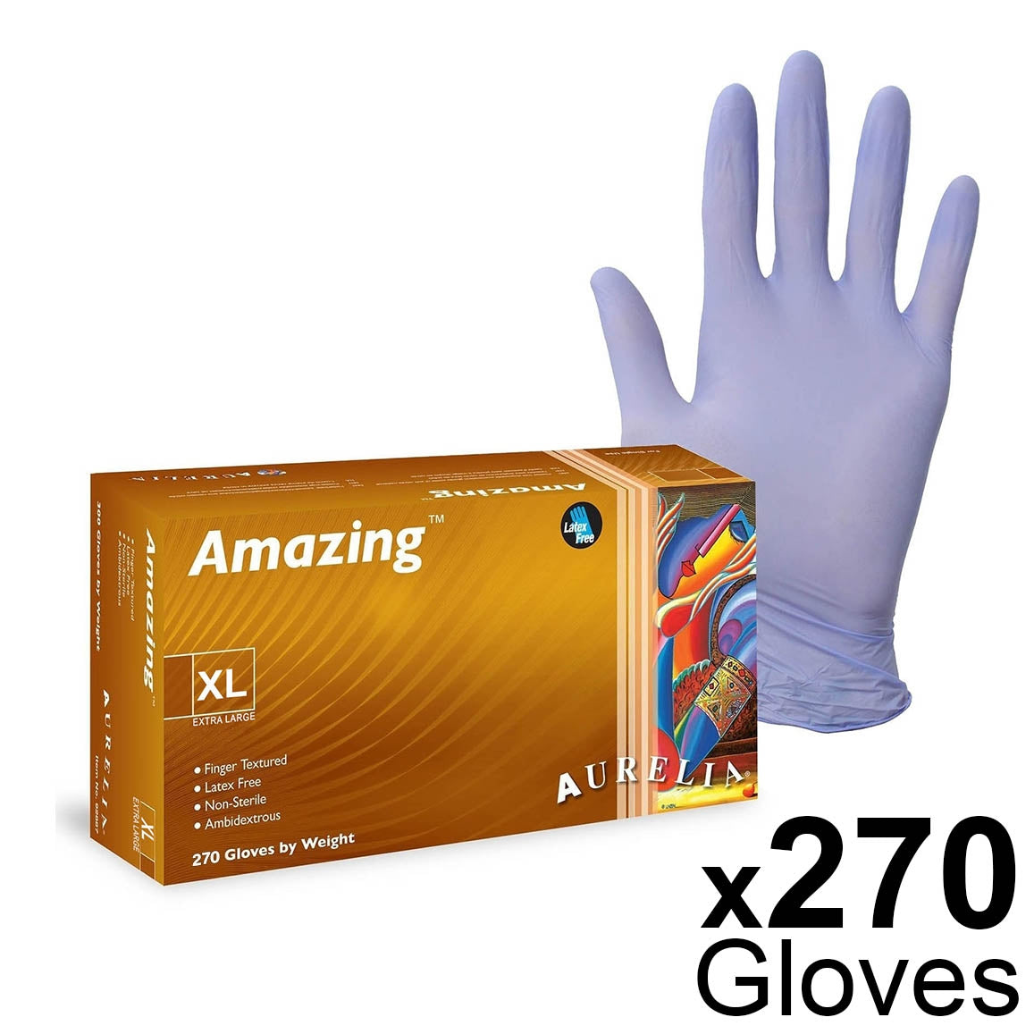 Amazing Aurelia Nitrile Powder-Free Examination Gloves - Box of 300