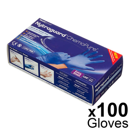 Nytraguard ChemoPure Nitrile Gloves X Small x100 [CAT III PPE Certified] - Robinsons
