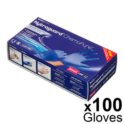 Nytraguard ChemoPure Nitrile Gloves Small x100 [CAT III PPE Certified] - Robinsons