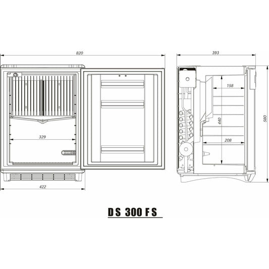 DS300 Free Standing Mini Fridge - Black - 28L - Dometic