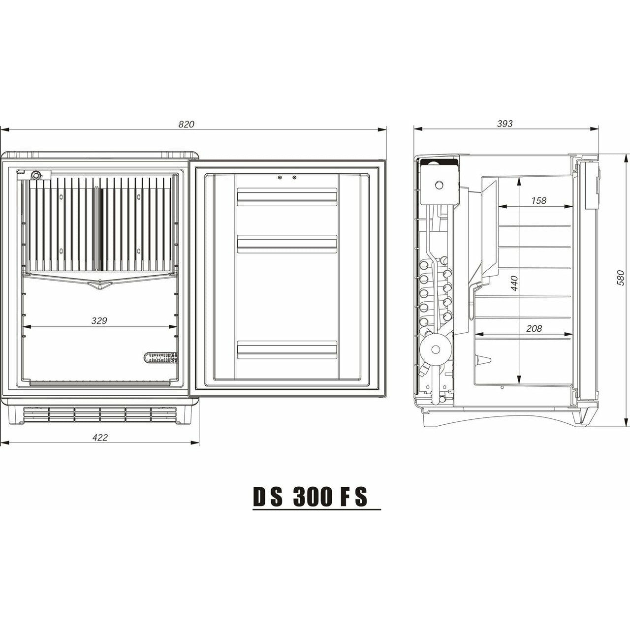 DS300 Free Standing Mini Fridge - White - 28L - Dometic
