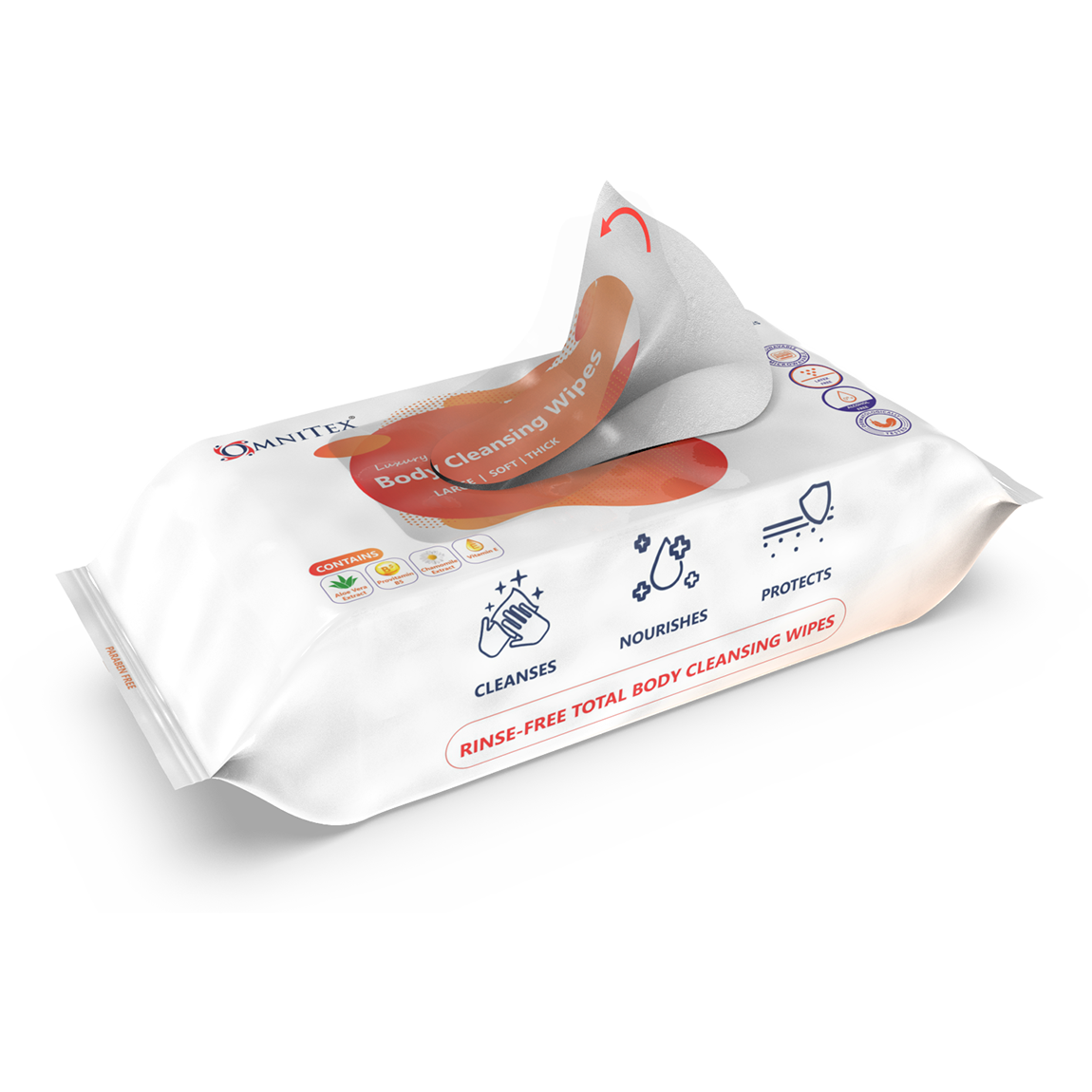 Omnitex Body Cleansing Wipes - Pack of 80 - Omnitex