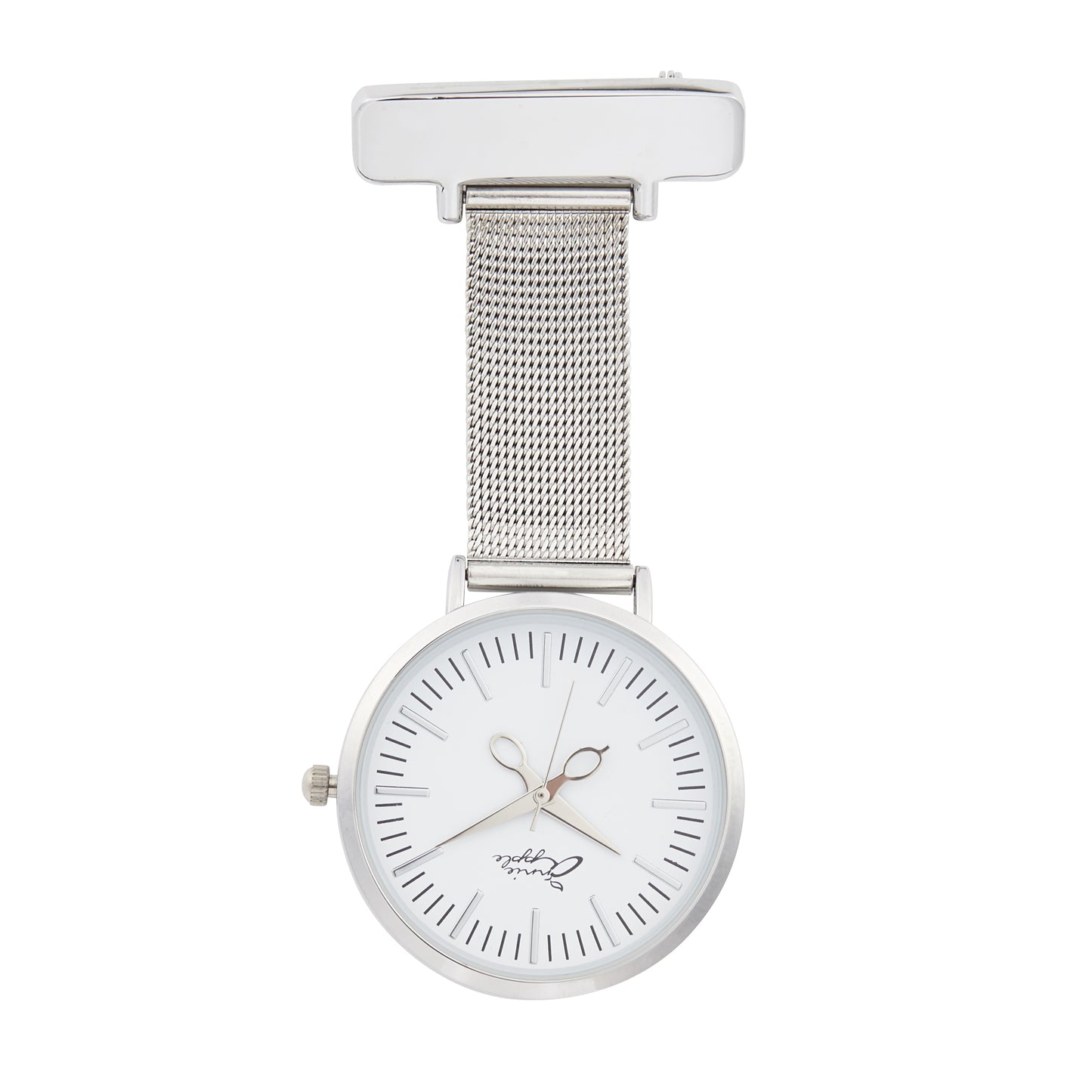 Annie Apple Nurses Fob Watch - Aurora - White/Silver - Mesh - 35mm - Annie Apple