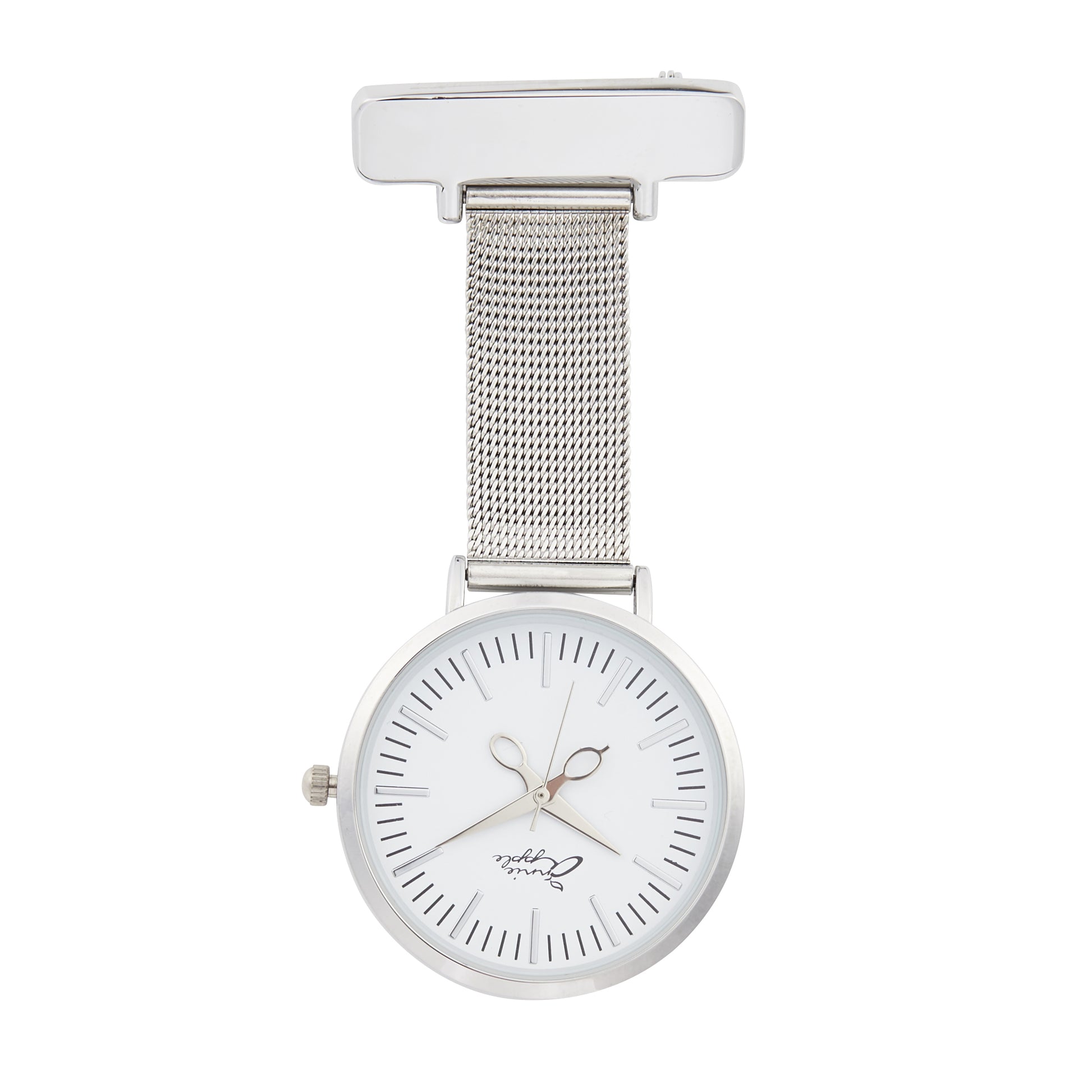 Annie Apple Nurses Fob Watch - Aurora - White/Silver - Mesh - 35mm - Annie Apple