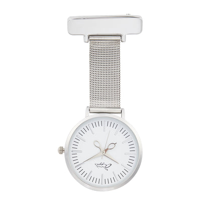 Annie Apple Nurses Fob Watch - Aurora - White/Silver - Mesh - 35mm - Annie Apple