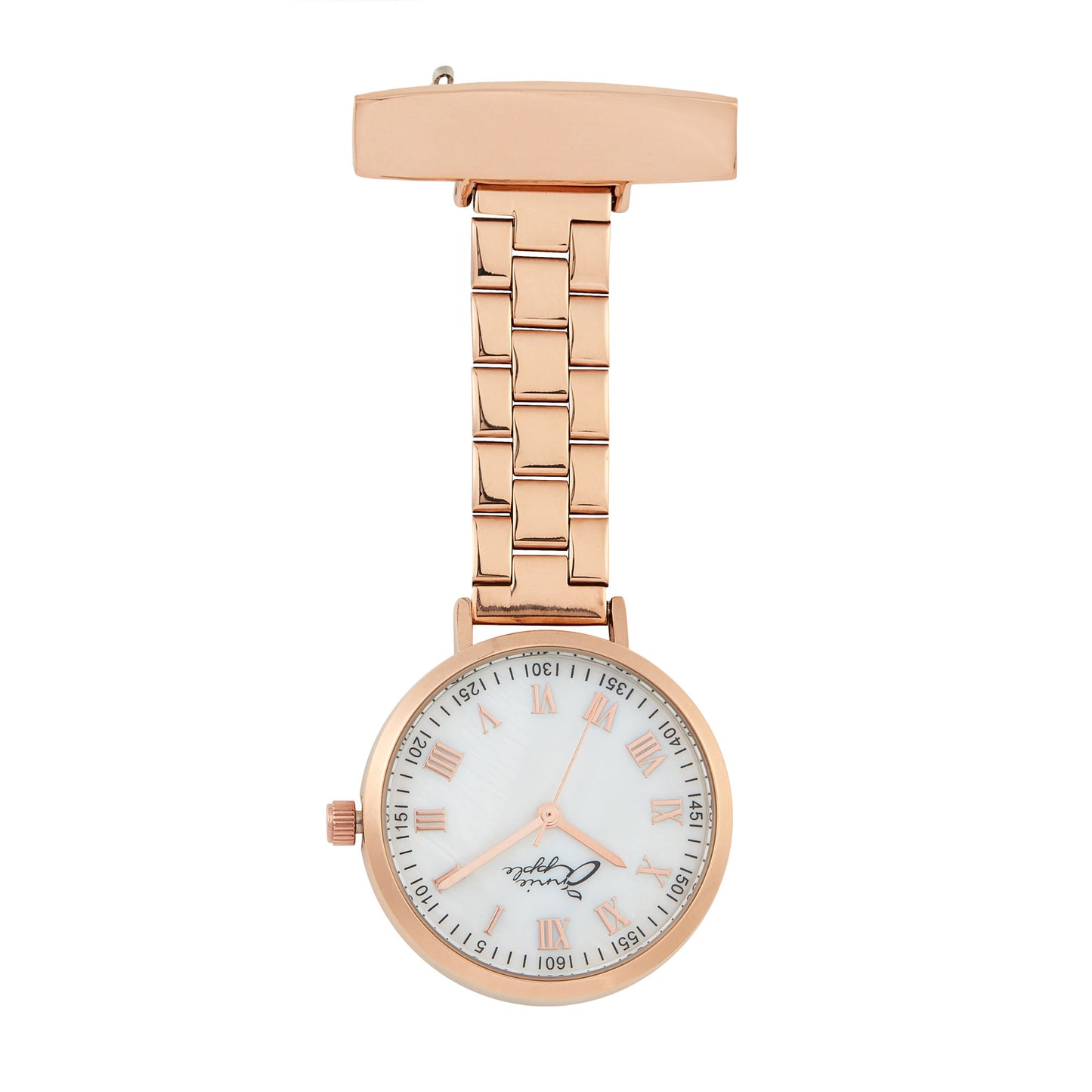 Annie Apple Nurses Fob Watch - Meraki - Pearl/Rose Gold - Link - 35mm - Annie Apple