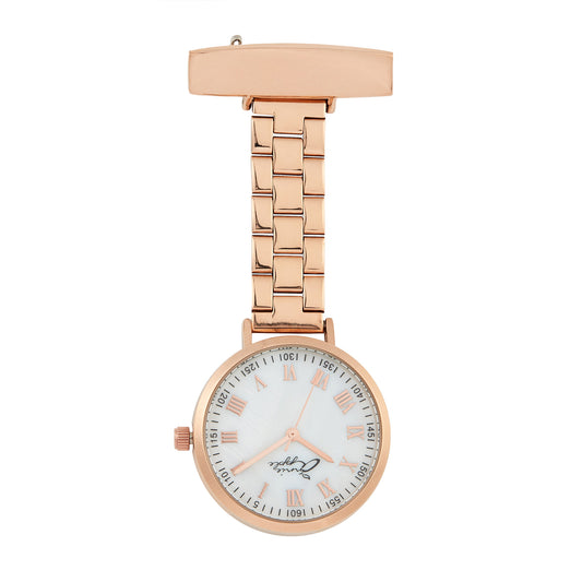 Annie Apple Nurses Fob Watch - Meraki - Pearl/Rose Gold - Link - 35mm - Annie Apple