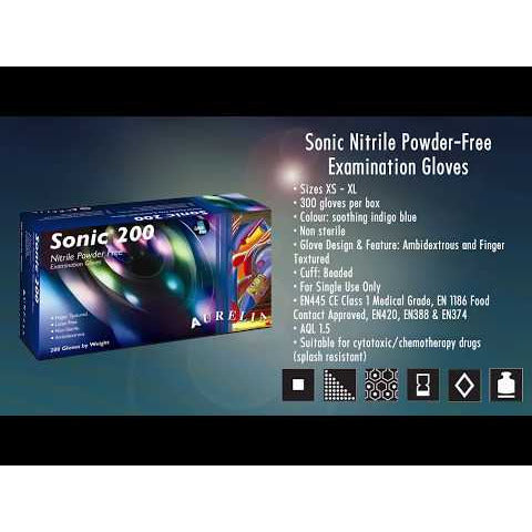 Aurelia Sonic 200 Nitrile Powder-Free Examination Gloves - Non Sterile - Extra Small (200)