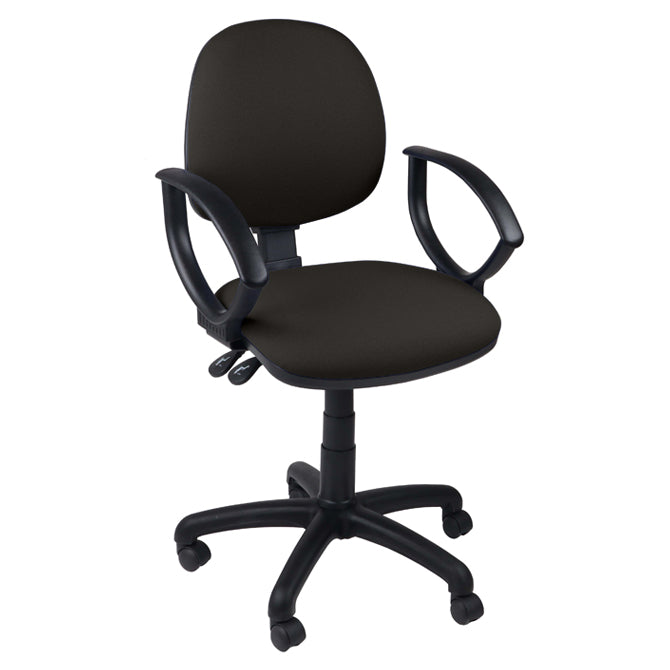 Function Operator Chair with Black Base & Fabric Upholstery - Fixed Arms - 