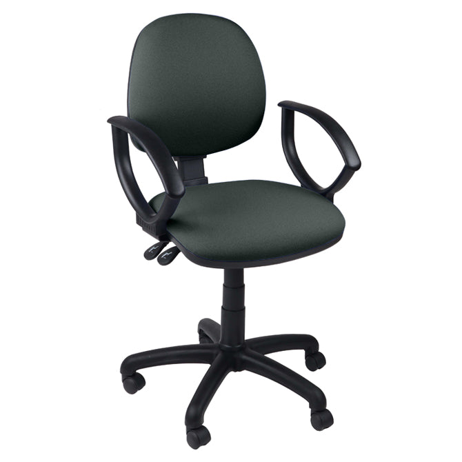 Function Operator Chair with Black Base & Fabric Upholstery - Fixed Arms - 