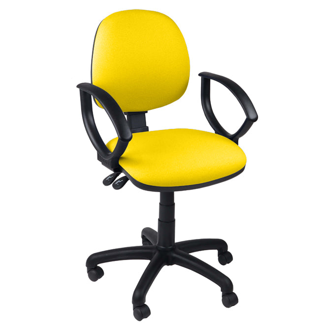 Function Operator Chair with Black Base & Fabric Upholstery - Fixed Arms - 